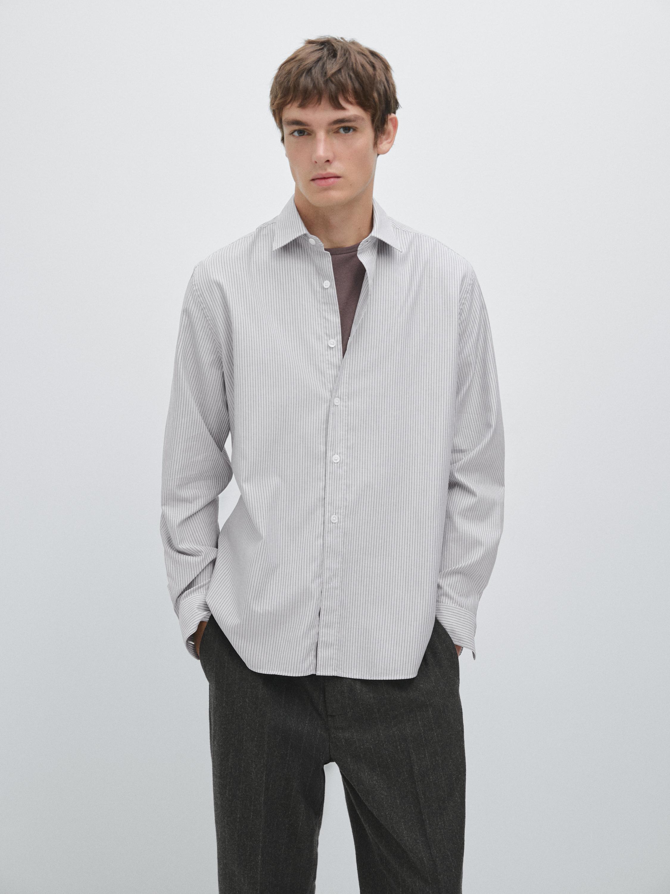 Chemise à rayures chinée regular fit